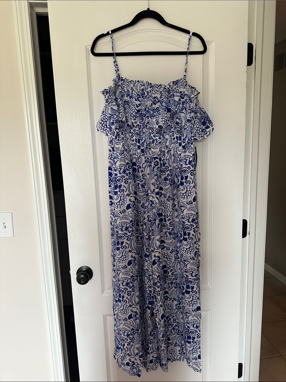 Tommy Hilfiger Blue and White Floral Maxi Dress
